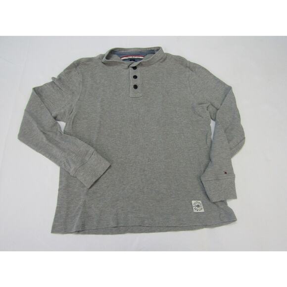 Tommy Hilfiger Gray Waffle Knit 3/4 Button Shirt Men's Small Coastal Layer - Picture 1 of 7